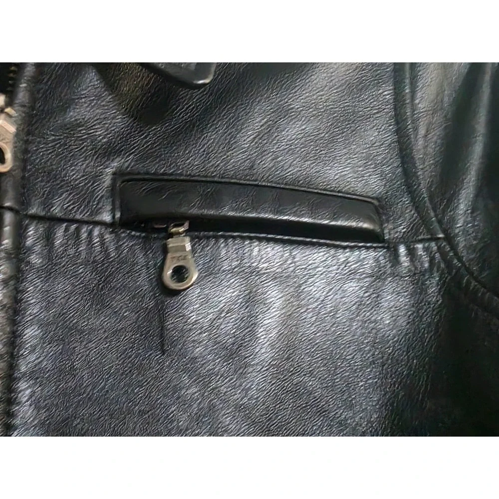 Class Club Boys Black Genuine Leather‎ Bomber Jacket Zip Up Coat Size XS 4-5